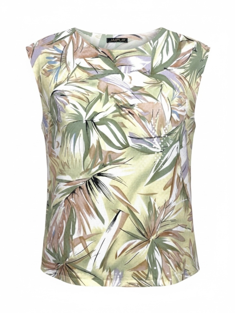 Jaipur Multicolor Sequined Tropical Print Cap Sleeve Camisole Style Top Size L